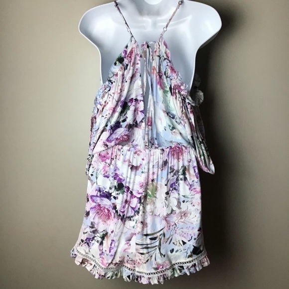 Willow & Clay Lilac Cold Shoulder Floral Romper - Picture 7 of 10